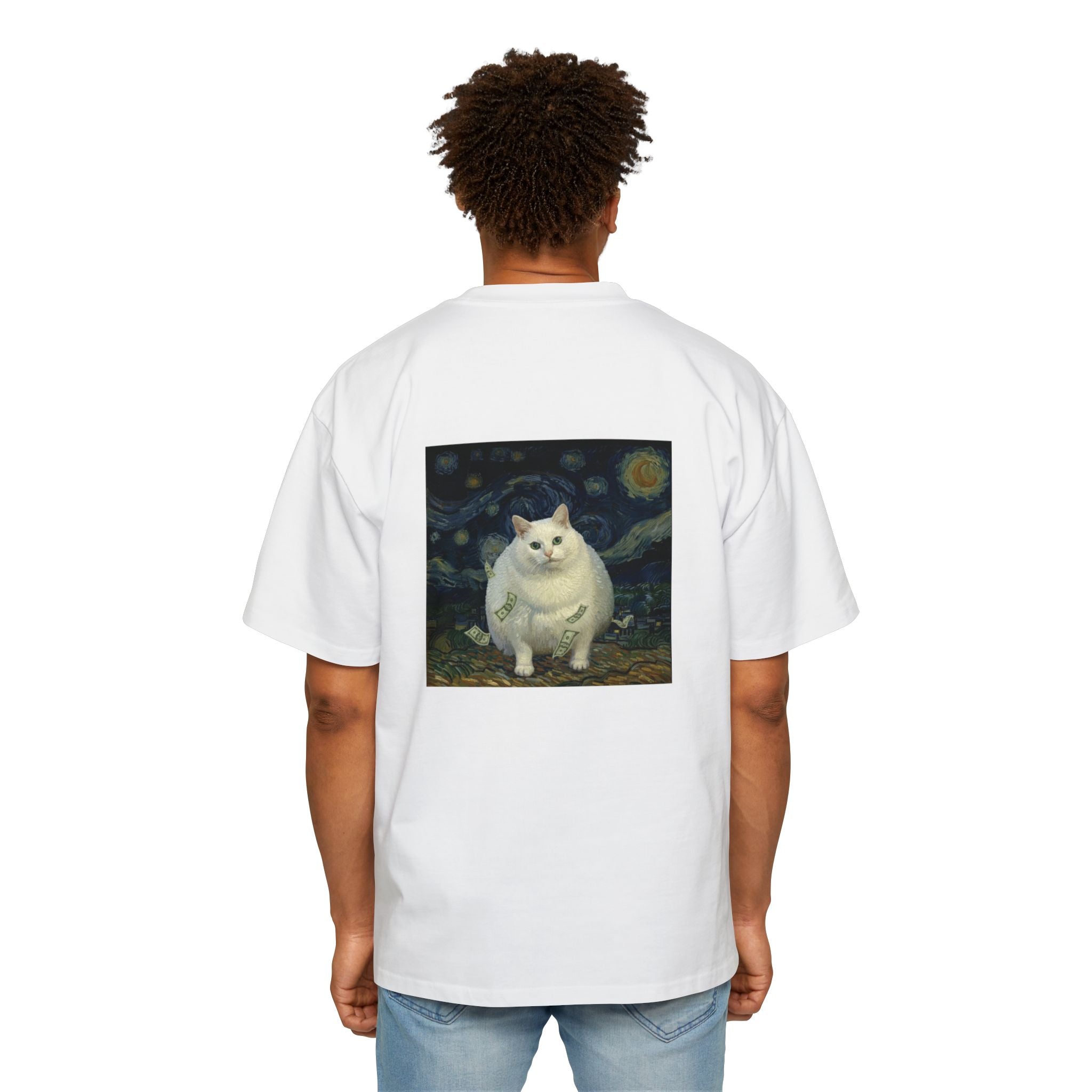 Oversized Tee — 'Cat Gogh' Graphic Shirt