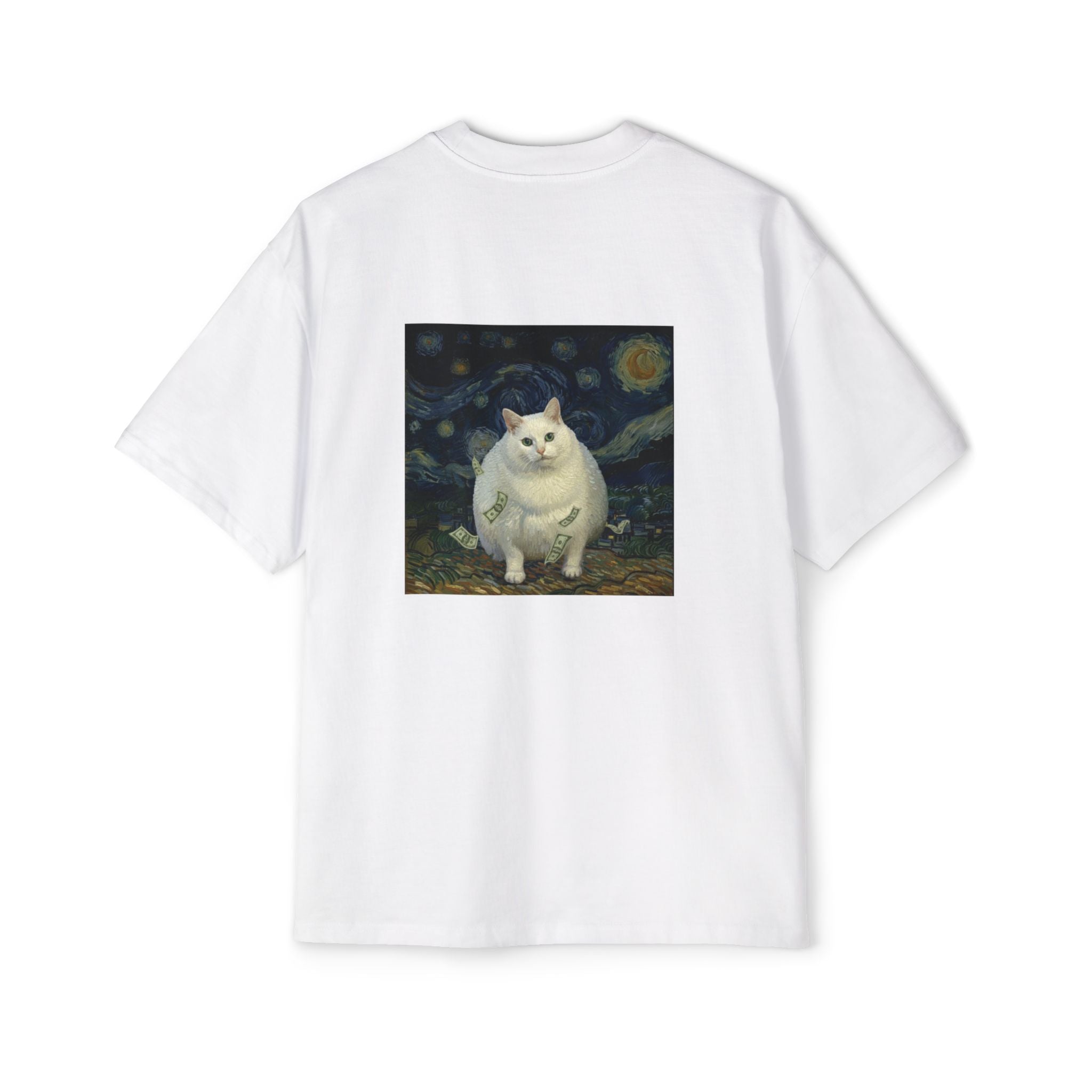Oversized Tee — 'Cat Gogh' Graphic Shirt