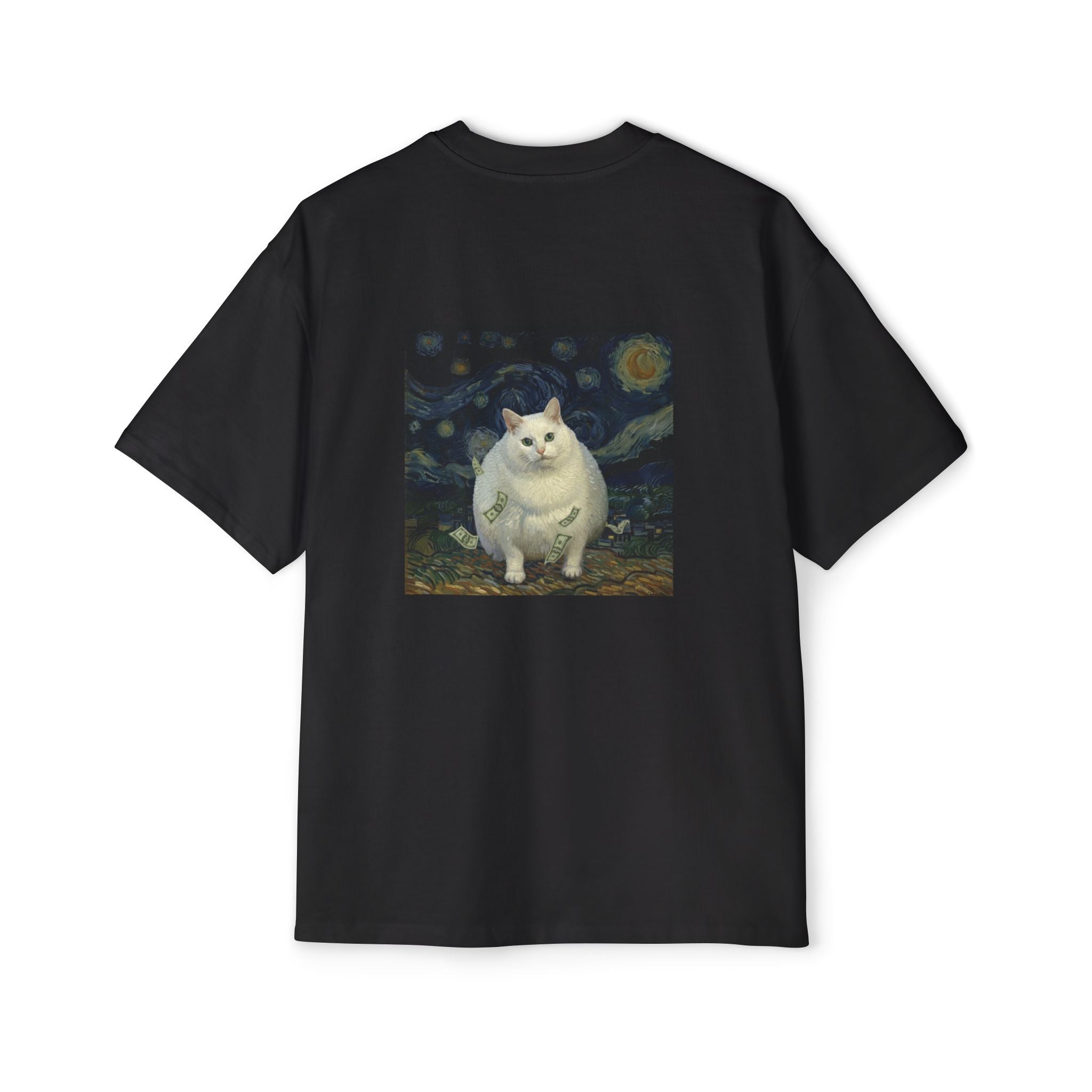 Oversized Tee — 'Cat Gogh' Graphic Shirt