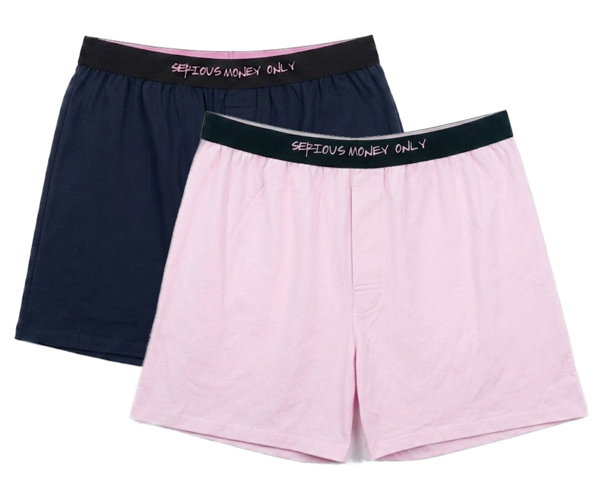 4067 Men's Relaxing Boxer Shorts- Bubble Pink & Midnight Blue (2-Piece Pack)